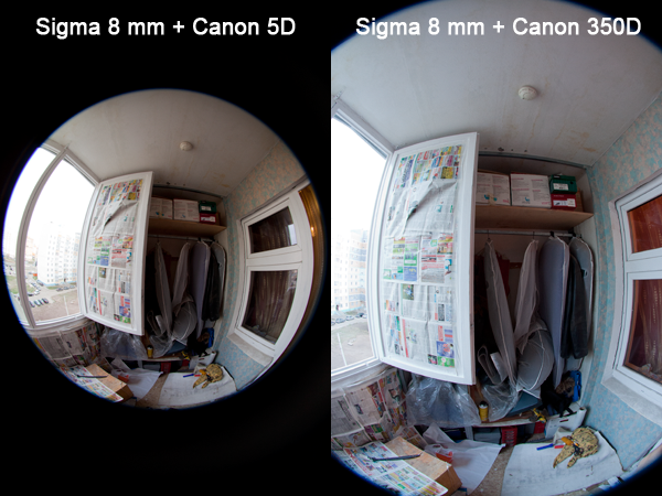 Sigma 8mm на фотокамере Canon 5D MarkII и Canon 350D